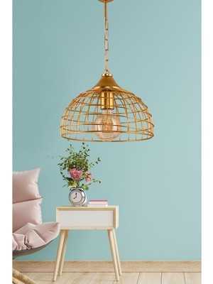 Dede Modern Altın Renkli Tekli Sarkıt Avize, Şık ve Zarif Tasarım