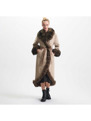 Tergan Bej Tekstil - Kürk Kadın Kürk Kaban - K23KKM320380-Q8A