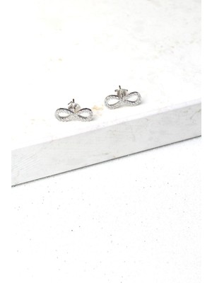 By Barun Sonsuzluk Küpe Zirkon Taşlı Beyaz 925 Ayar Çivili Gümüş Küpe