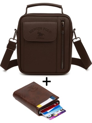 Newish Polo Erkek Mekanizmalı Cüzdan ve Deri Kapaklı Omuz El Çantası (17X22CM) - NEWPOLO337