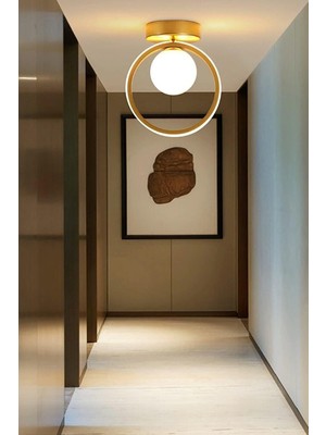 Normadia Modern Beyaz Camlı LED Tekli Avize, Şık Salon ve Mutfak Dekoru