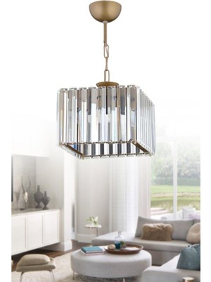 Normadia Şık Kare Eskitme Kasalı Elmas Detaylı Avize, Modern ve Zarif Tasarım