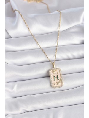 Lokiboo 316L Çelik Gold Renk Zincir Balık Burcu Zirkon Taşlı Kadın Kolye - TJ-BKO9463