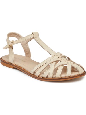 Tergan Bej Hakiki Deri Kadın Sandalet - K25Y1SN68076-A25