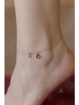 By Barun Damla Model Zultanit Taşlı 925 Ayar Gümüş Halhal Rose