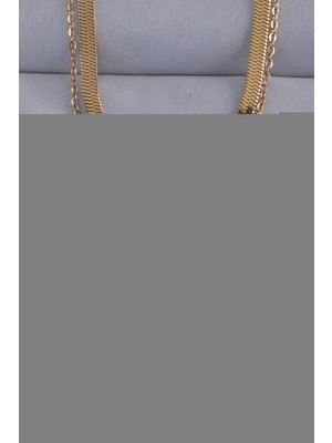 Lokiboo 316L Çelik Gold Renk Çift Zincir Kilit Model Kolye - TJ-BKO8941