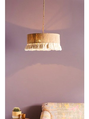 Normadia Şık Hasır ve Makrome Bohem Rustik Avize, Doğal ve Sıcak Atmosfer Sağlar