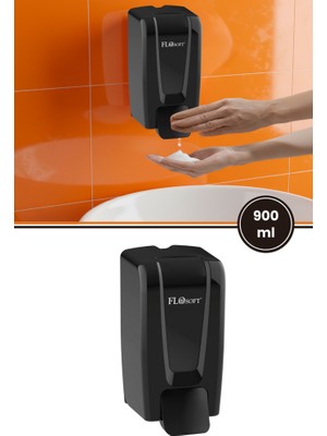 Flosoft Manuel Gagalı Köpük Sabun Dispenseri F246S, Duvara Monte Hijyenik Köpük Sabunluk 900 ml Siyah