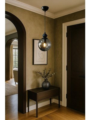 Normadia Şık Füme Cam Tekli Avize, Modern Tasarım, Oturma ve Koridor Dekoru