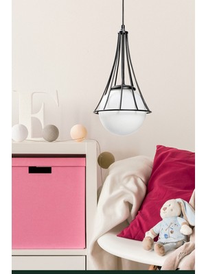 Normadia Modern Siyah-Beyaz Glop Camlı Tekli Avize, Şık ve Zarif Aydınlatma