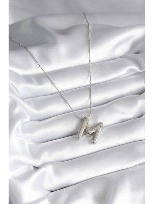 Lokiboo 316L Çelik Gümüş Renk Bubble "m" Harf Model Kadın Kolye - TJ-BKO8307