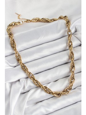 Lokiboo 316L Çelik Halat Model Gold Renk Kadın Kolye - TJ-BKO10481