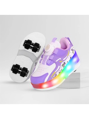 Nils Kız Çocuk Patenli, Işıklı Rahat Mor Spor, Günlük Ayakkabı&sneaker | Yeni Model Tarz Patenli Kaykay Ayakkabı
