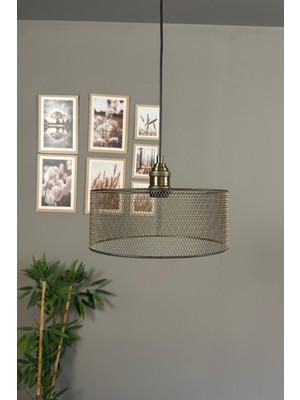 Normadia Ferix Eskitme Metal Tel Örgü Silindir Lale Başlık E27 Sarkıt Avize