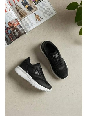 Ayakkabı Fuarı Elit YSCPX6081 Kadın Klasik Sneaker Siyah - Beyaz