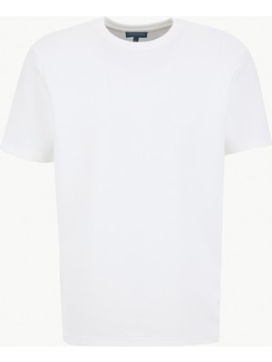 Discovery Expedition D6SM-TST3804 Beyaz Bisiklet Yaka Rahat Düz Erkek T-Shirt