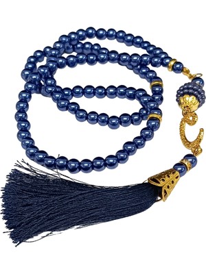 Lokiboo Namaz Tesbihi Vavlı 99'lu Cam Incili 35 Besmele-I Şerif Dua Kartı Ile Lacivert Renk Hediyelik