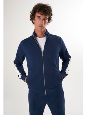 Felix Hardy Yüksek Yaka Tam Fermuarlı Sweatshirt - Lacivert