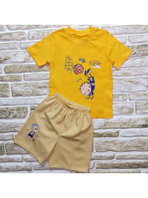 Lokiboo 1-2-3 Yaş Topçu Erkek Çocuk Baskılı Şortlu Kısa Kollu Tişört 2li Erkek Bebek Takımı