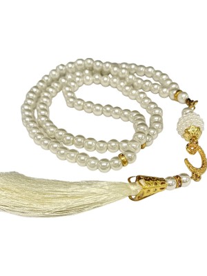 Lokiboo Namaz Tesbihi Vavlı 99'lu Cam Incili Amenerrasulü Dua Kartı Ile Krem Renk Hediyelik