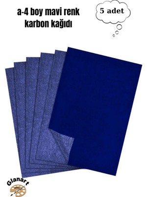Glanart A-4 Boy Mavi Renk Karbon Kağıdı 5 Adet