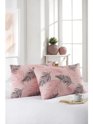 Marla Home 2'li Yastık Kılıfı | Pamuklu | 50X70 cm | Pembe Palm