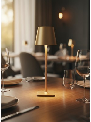 Helios Opto Helios HS8132 Şarj Edilebilir Gold Kasa LED Masa Lambası – 3 Renk, Dimlenebilir, Type-C Gold Kasa