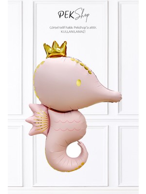 Pekshop Retro Pembe Büyük Deniz Atı Folyo Balon