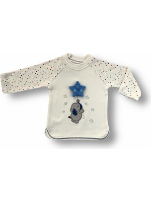 Lokiboo 3-6 6-9 9-12 Ay Kutup Yıldızı Nakışlı Bandajlı Uzun Kollu Sweat 3lü Erkek Bebek Takımı