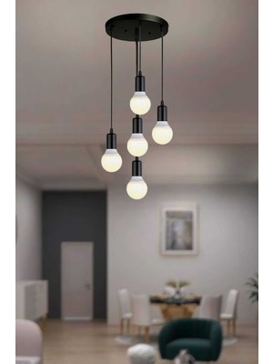 Normadia Modern Siyah Sarkıt Avize Takımı, Şık ve Şık Tasarım, 5'li Set