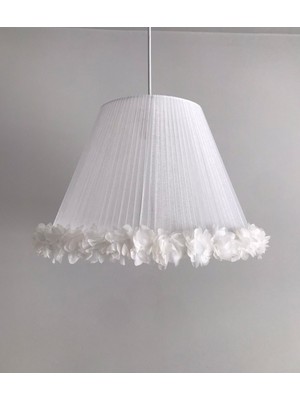 Normadia Bebek ve Çocuk Odası Şık Beyaz Tül Avize, Zarif Çiçek Detaylarıyla