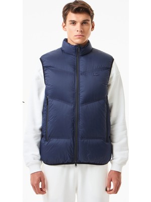 Lacoste Down Fill Mens West Dik Yaka Kaz Tüyü Erkek Yelek Lacivert