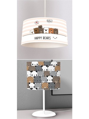 Normadia Renkli Çocuk Odası Dijital Baskılı Sarkıt Avize ve Masaüstü Abajur Seti