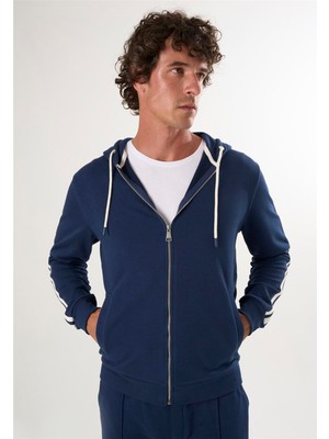 Felix Hardy Tam Fermuarlı Kapüşonlu Sweatshirt - Lacivert