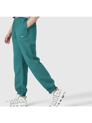 Nike Solo Swoosh Fleece Pant Pamuklu Bol Kesim Yüksek Bel Kadın Eşofman Altı Yeşil