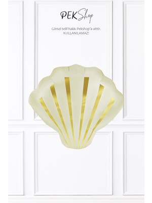 Pekshop Retro Krem Midye Deniz Kabuğu Folyo Balon