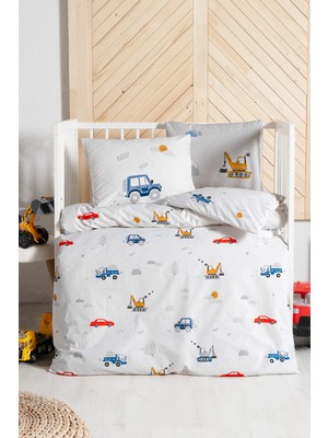 Kanz Ranforce %100 Pamuk Bebek Nevresim Takımı - Digger Cars