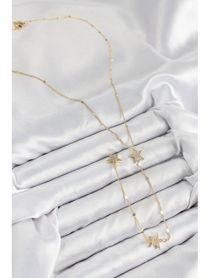 Lokiboo Pirinç Zirkon Taşlı Yıldız Model Gümüş Renk Y Kolye - TJ-BKO10454