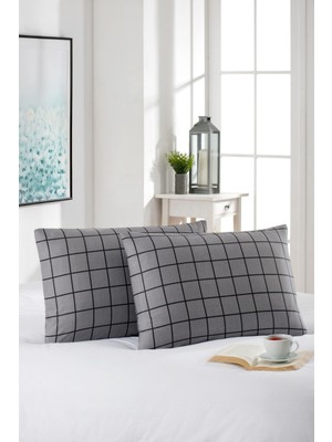 Marla Home 2'li Yastık Kılıfı | Pamuklu | 50X70 cm | Antrasit Line