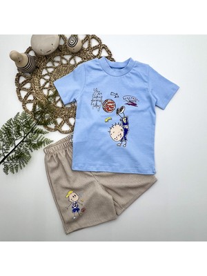 Lokiboo 1-2-3 Yaş Topçu Erkek Çocuk Baskılı Şortlu Kısa Kollu Tişört 2li Erkek Bebek Takımı