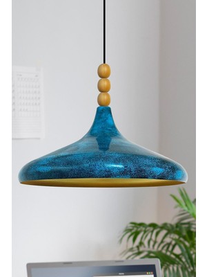 Normadia Ahşap Boncuklu Tekli Avize, Salon ve Mutfak Için Şık Sarkıt Lamba