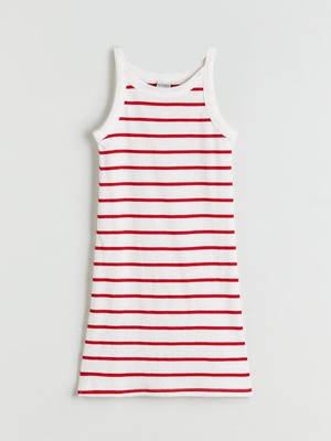 Lc Waikiki Yeni Sezon Bisiklet Yaka Çizgili Kız Çocuk Elbise