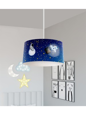 Normadia Bebek ve Çocuk Odası Astronot ve Spacex Desenli Avize, Eğlenceli ve Şık Tasarım