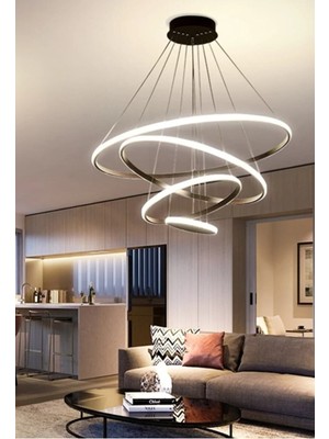 Normadia Siyah ve Beyaz Renklerde Ultra Parlak 4'lü Modern LED Avize Seti