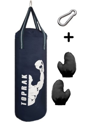 Lokiboo Boks Torbası Eldiven ve Karabina Hediyeli Içi Dolu 50X20 cm Lacivert