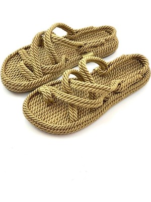 Derta Kadın Hasır Terlik  - Altın