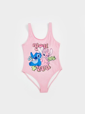Lc Waikiki Yeni Sezon Stitch ve Angel Baskılı Kız Çocuk Mayo
