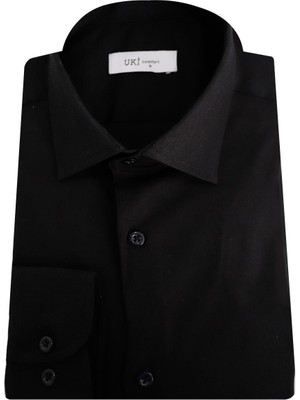 Uki Siyah Comfort Fit Uzun Kol Gömlek