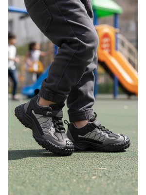 Marcokids 22676 F Kaymaz Taban Gri Siyah Erkek Çocuk Spor Ayakkabı