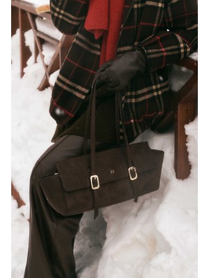 HE-QA Süet Baget Çanta Acı Kahve